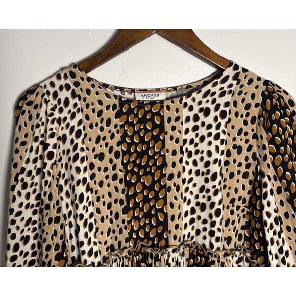 Andree by Unit Animal Leopard Print Baby Doll Top Women's Size Small Style 19899 - Picture 3 of 14
